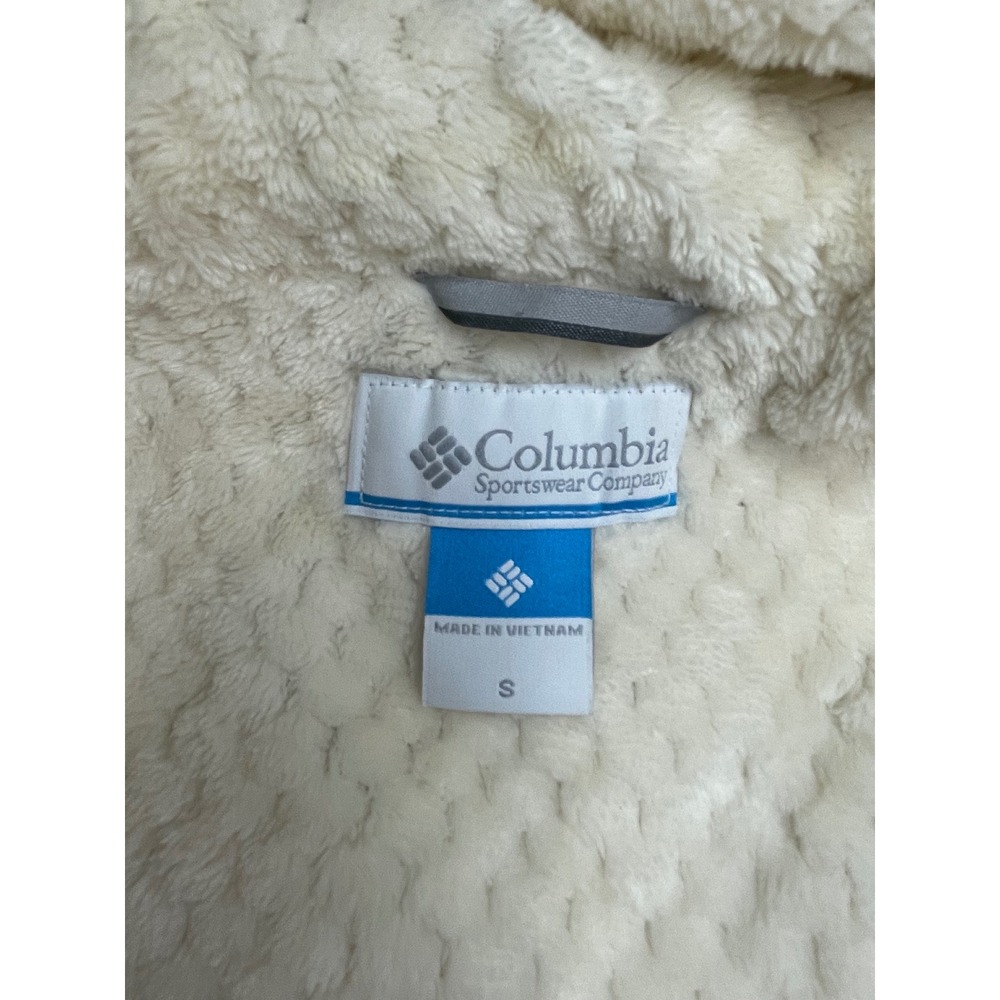 Columbia Women Off White Quilted Hooded Fleece Lined Puffer Jacket Coat Small - Picture 11 of 12